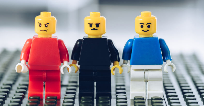 Verschillende kleuren Lego mannetjes